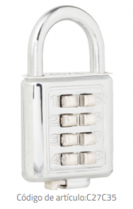 Candado digital corto 35 mm cromo brillante lock